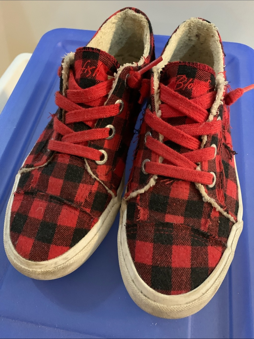 Women’s Red Buffalo Plaid Casual Sneakers